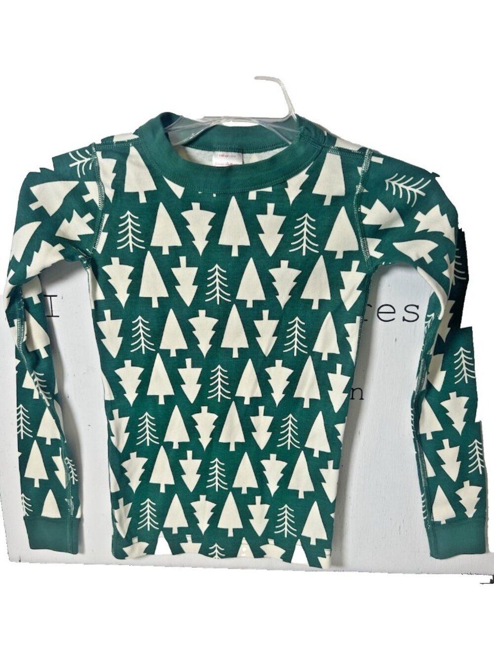 Hanna Andersson Holiday HannaJams Pajama Top Only Winter Green Trees 8 (130cm) - Picture 1 of 4